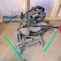 Overall view of Craftsman miter saw and Rain Cutter Co. tile cutter together