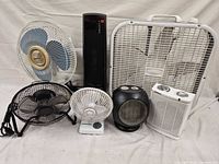Front group view of all seven fans and heaters