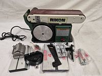 Full view of Rikon RBDS46 sander with accessories laid out