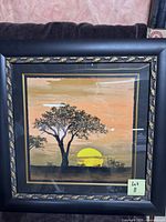 Serengeti Tree sunset print in black frame with gold leaf detail