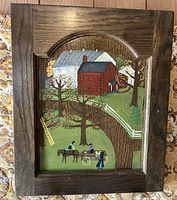 Full view of framed folk art painting