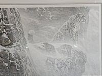 overall view of framed print showing snow leopard artwork