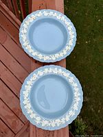 Top view of both matching Wedgwood soup bowls