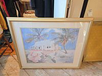 Full view of framed print showing artwork, frame and glass