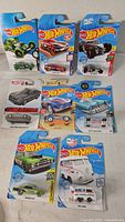 Group shot of all eight blister-card Hot Wheels