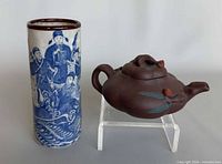 brush pot and clay teapot overall view