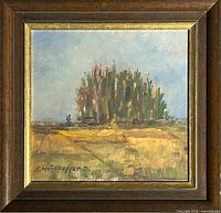 Full view of framed oil painting