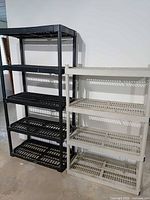Front view of both shelving units
