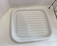 White ceramic ridged square baking dish