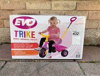 Front of Evo Trike box showing product image and features
