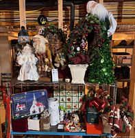 Shelf view showing main figurines and wreath