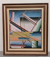 Full view of framed abstract painting