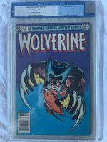 Front view of CGC slabbed Wolverine Limited Series #2 comic showing cover art and grade