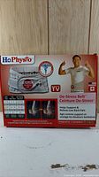 Front of retail box showing product name, images, size chart
