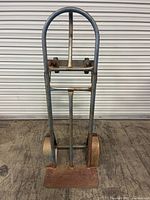 Front view of steel stair-climbing hand truck
