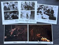 Front view of all five 8x10 photos showing three B&W with captions & two color scene stills