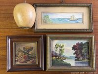 All three framed miniature paintings displayed together for context