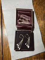 Earrings displayed in open box showing overall design and packaging