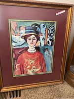 Full view of framed Matisse reproduction print with mat and frame
