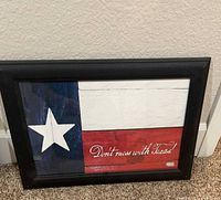 Full view of framed Texas flag art