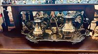 Full tea set on tray showing all pieces