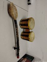 Overall view of lute and attached bongos