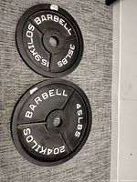 45 lb and 35 lb Barbell plates full view