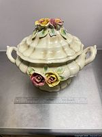 Tureen with lid in place, ruler for scale
