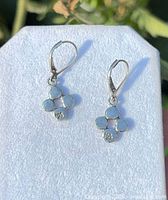 front view of both earrings showing clover design and leverbacks