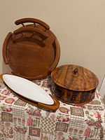 Lazy Susan, lidded box and ceramic dish group shot