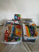 Both storage totes showing overall quantity and variety of supplies