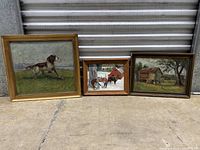 Group shot of three framed oil paintings