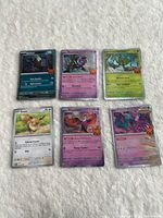 All six Pokémon cards front view