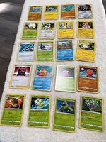 All 20 Pokémon cards laid out in grid
