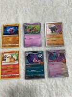 All six Pokémon cards laid out