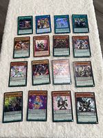 Full layout showing all 16 Yu-Gi-Oh! cards