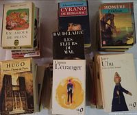 Four stacks of assorted French classic paperbacks