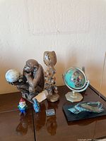 Group shot of all seven decorative items arranged on table