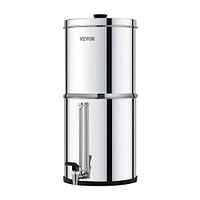 Front view of assembled stainless steel VEVOR gravity water filter system