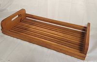 Top view of slatted wooden tray