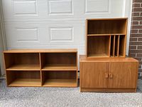 front view of all three teak pieces together