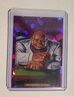 Front of Kingpin Purple Crystals parallel card in top loader