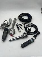Group shot of all microphones, recorder and cables