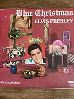 Front cover of Elvis Presley "Blue Christmas" LP showing artwork and condition