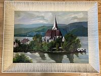Front view of framed oil painting