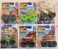 Full set of six sealed Hot Wheels Monster Trucks in two rows