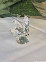 Front view of Swarovski crystal butterfly figurine showing faceted wings and black eyes