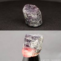 Front view of rough sapphire showing colour and texture
