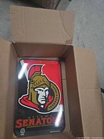 Ottawa Senators plastic sign in open box
