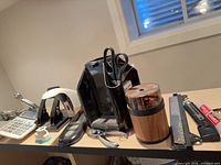 Group shot of all office items on desk